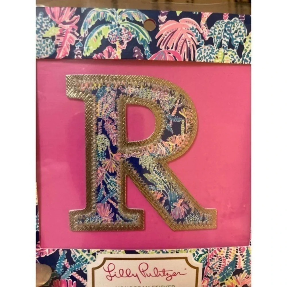 NEW Lilly Pulitzer Monogram Sticker Letter R pattern Seen‎ and Herd
